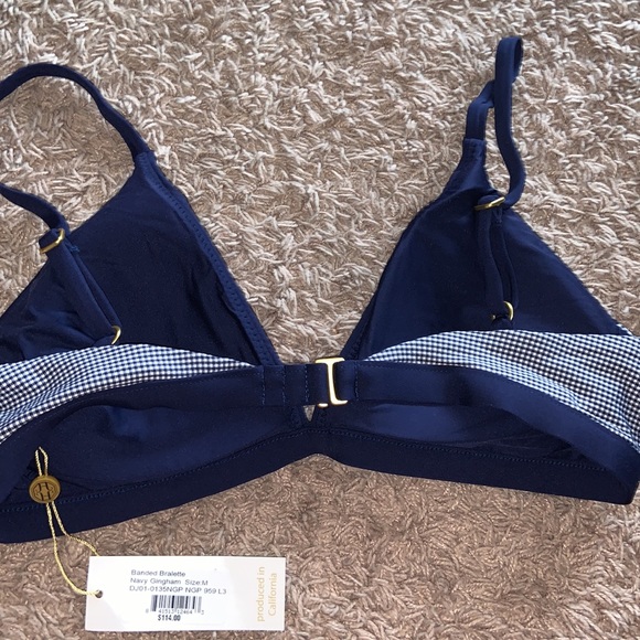 NWT Draper James Bikini Set Banded Bralette Sz M & Hipster Sz L Navy Gingham - Picture 3 of 7
